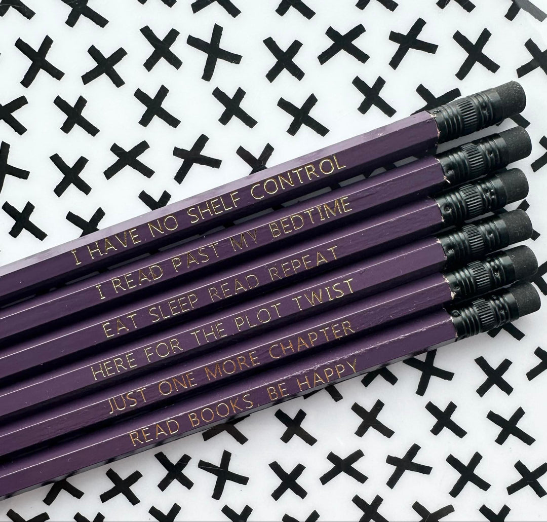 Bookish Hand Stamped Pencil Set