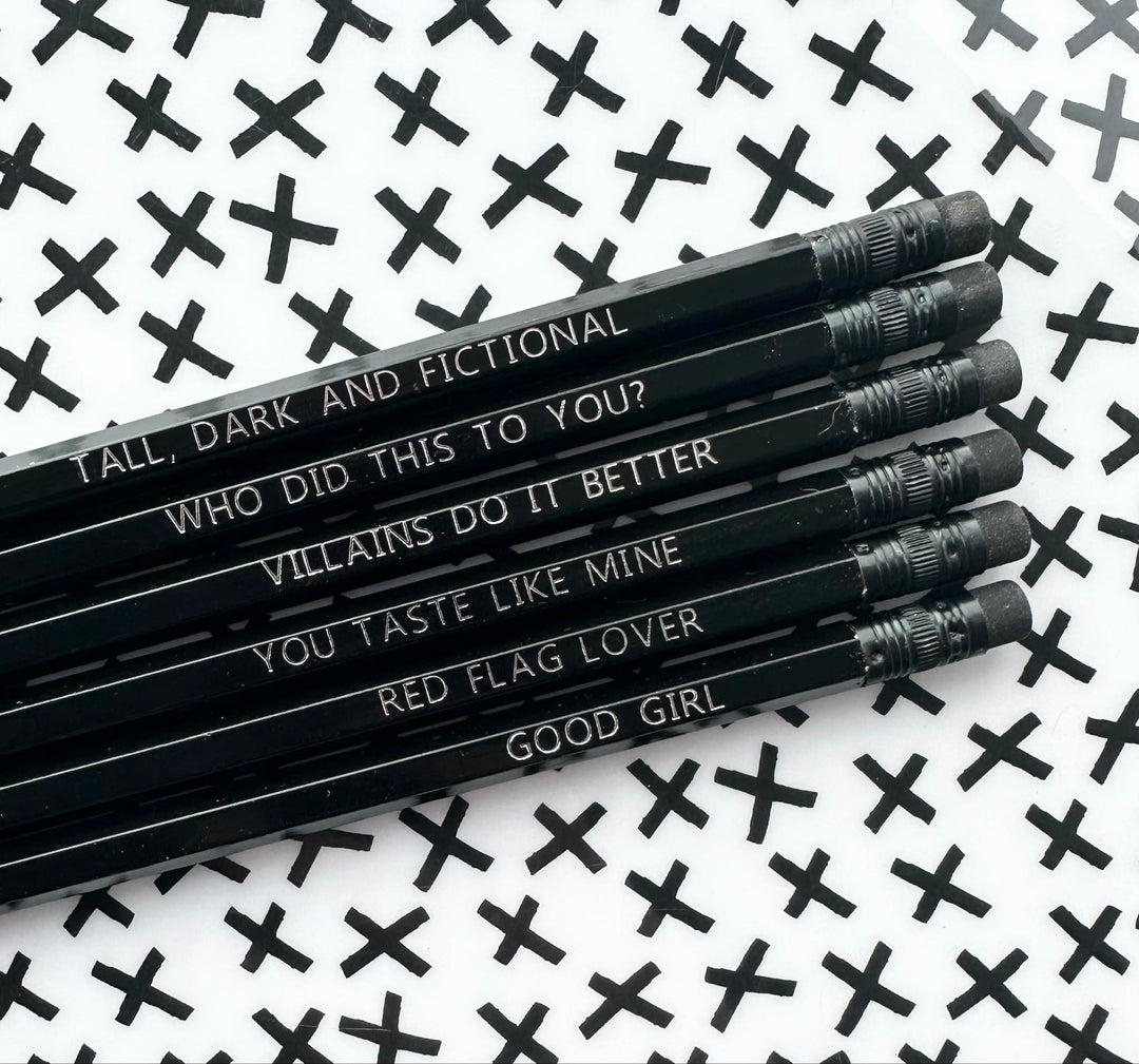 Dark Romance Lovers Hand Stamped Pencil Set